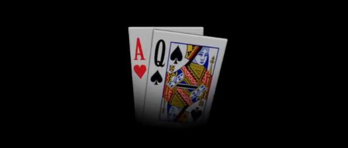 Blackjack två vinnande kort A och Q